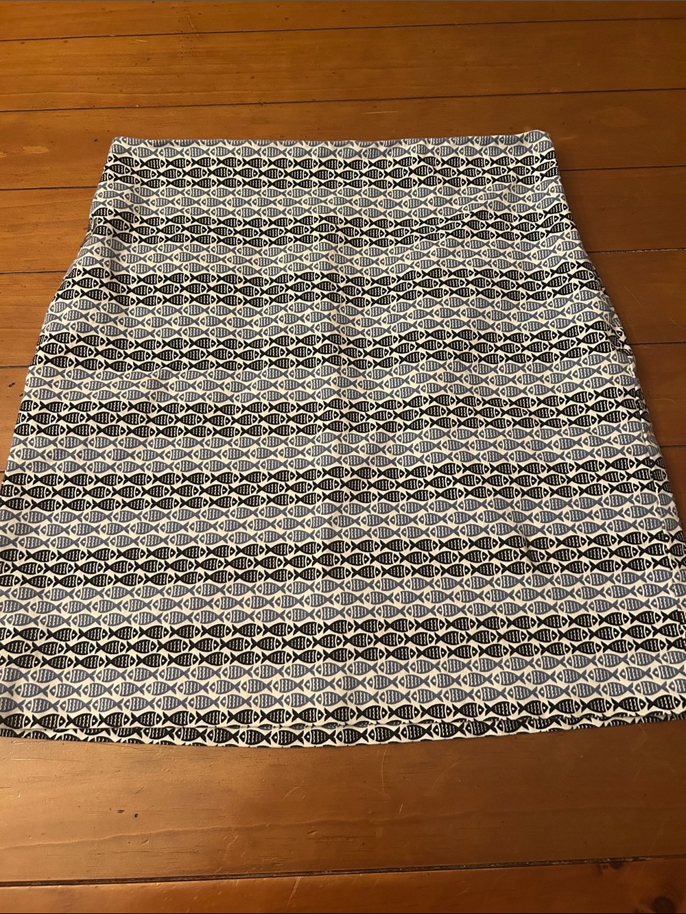 Talbots Blue & White Fish Print Cotton Blend Skirt Size 8
